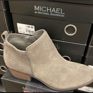 Grey, comfy ankle booties with small heel